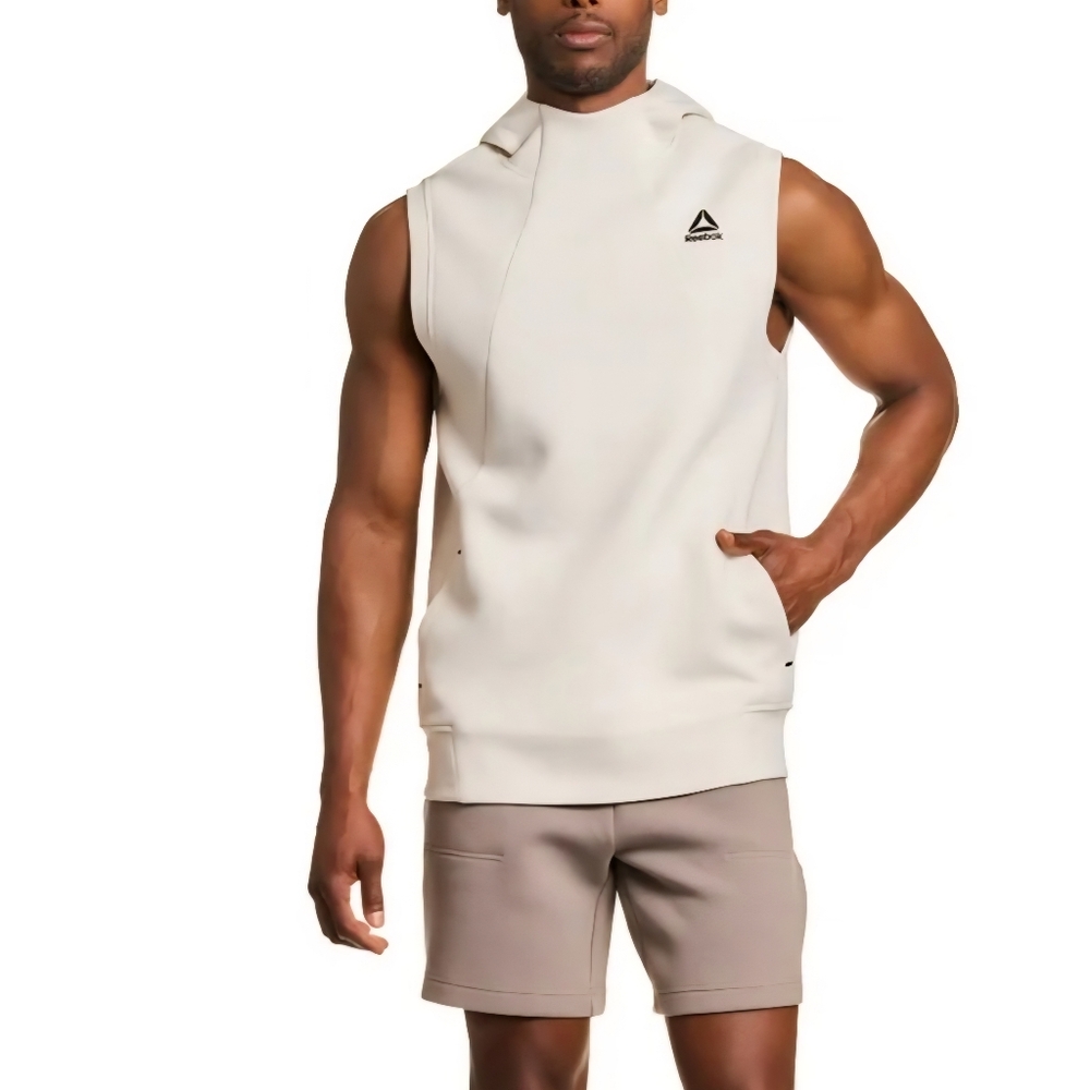Reebok Light Silver Cream color Sleeveless Hoodie